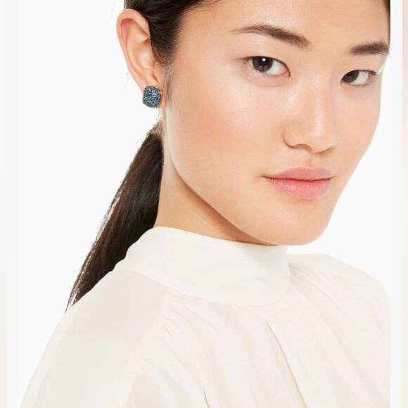 Kate Spade -Clay Pavé Square Stud Earrings, EUC, Violet and Gold - Picture 7 of 9